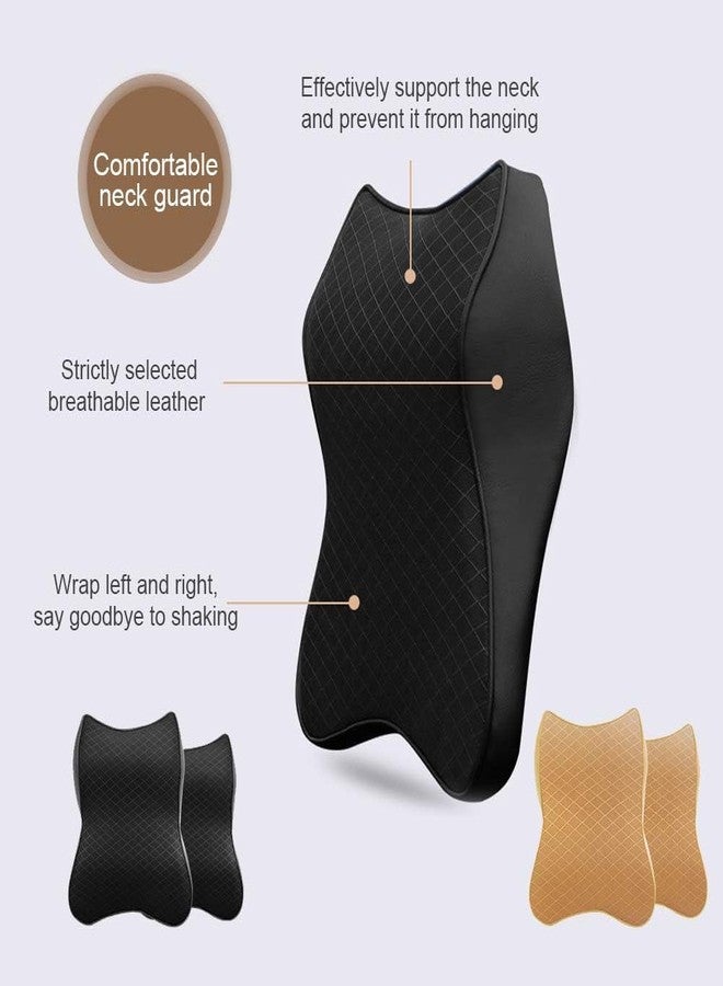 WOLBLIX Car Seat Headrest Neck Rest Cushion - Ergonomic Car Neck Pillow Durable 100% Pure Memory Foam Car seat Neck Support - Comfty Car Seat Back Pillows for Neck/Back Pain Relief (Black) (2) - Image 2